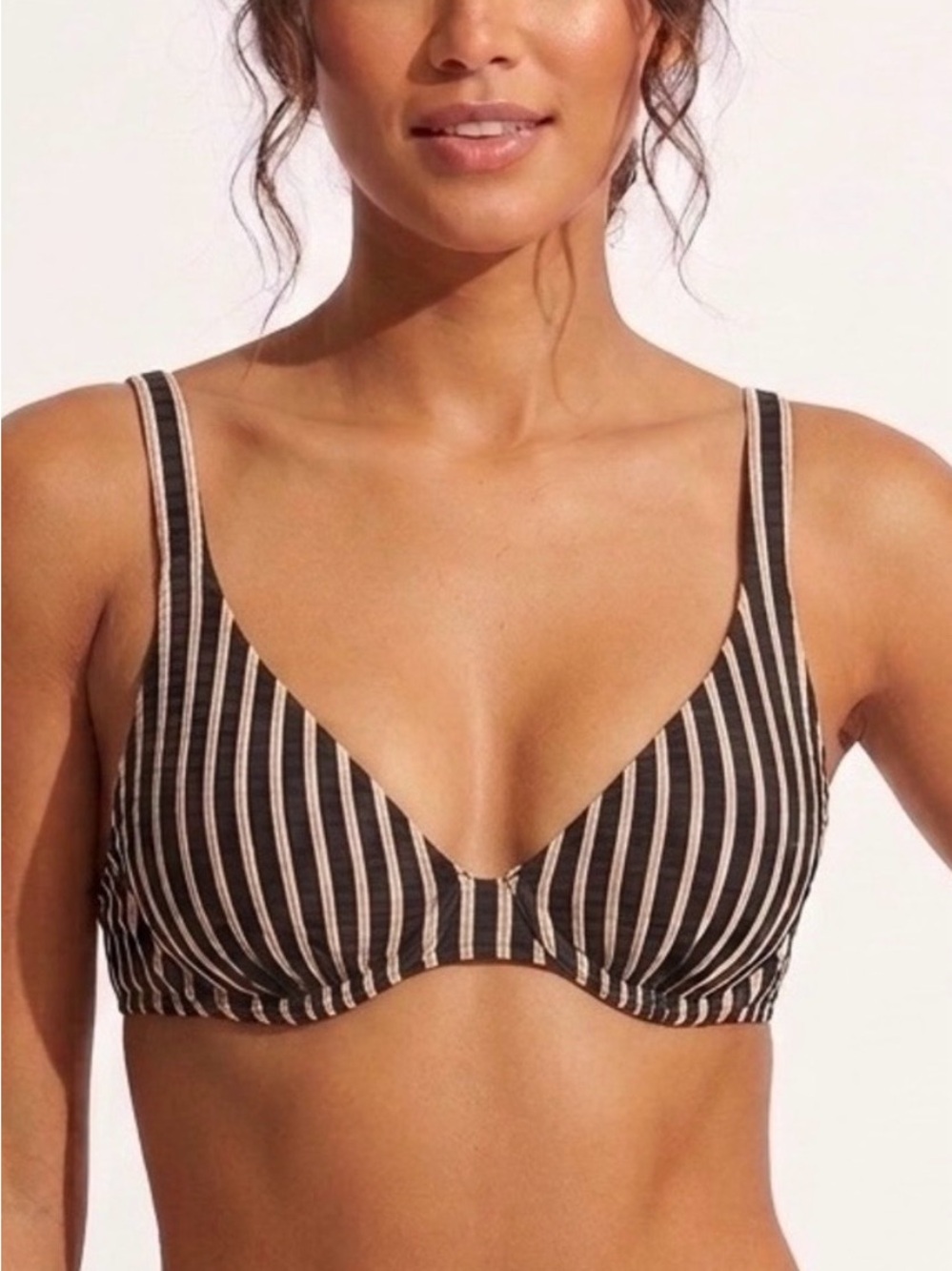 Shade & Shore Striped Bikini Top with underwire new with tags